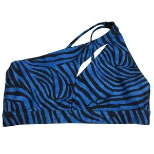 Onzie Womens Zebra Print One Shoulder Cutout Bikini Top Blue Black Size …